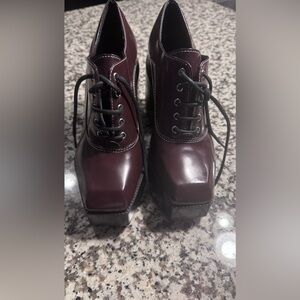 Gianni Bini Dark Burgundy Lace-Up Boots